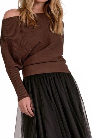 Elan Saffron Sweater In Dark Chocolate