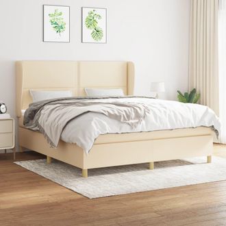 vidaXL Vidaxl - Cama Box Spring Con Colch&oacute;n Tela Color Crema 180x200 Cm