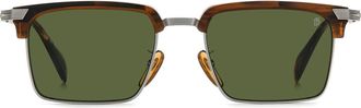 David Beckham DB 1227/G/S/US 54mm Rectangular Sunglasses in Brown Horn Silver/green at Nordstrom
