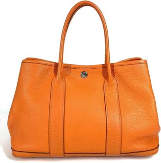 Herm&egrave;s Garden Orange Negonda Leather Handbag Tote Bag (Pre-Owned)