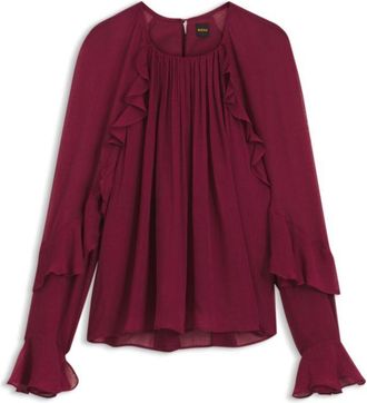 BOSS Regular-fit blouse in lightweight creponne fabric
