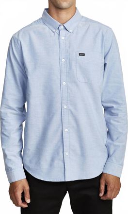 Rvca Thatll Do Stretch Long Sleeve Woven Shirt In Oxford Blue