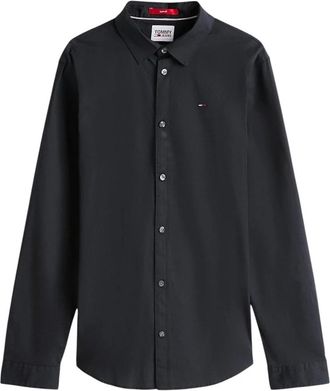 Tommy Jeans Overhemden, Heren, Zwart, XS, Katoen, Original Stretch