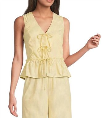 Skies Are Blue Clothing Sunlit Stripe Peplum Top In Yellow White