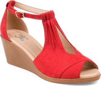 Journee Collection JOURNEE Kedzie Wedge Sandal in Red at Nordstrom Rack, Size 5.5 W