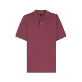 BOSS Stretch-cotton slim-fit polo shirt with logo patch