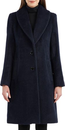 Sofiacashmere Shawl Collar Alpaca Wrap Coat in Navy at Nordstrom, Size 10