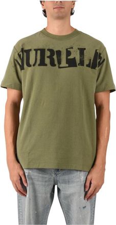 Purple T-shirt met ronde hals en print op de voorkant - Heren - T-shirts - Groen - 2XL - Tops