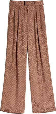 Dries Van Noten Peaches Printed Belted Satin Trousers - Peach - 34 (UK6 / XS)