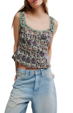 Free People Bridgette Corset Peplum Top in Green Combo at Nordstrom, Size X-Small