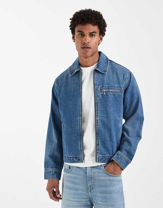 Levi's Garage - Giacca in denim blu medio con zip