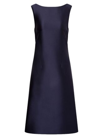Alberta Ferretti Rich Blue Satin Open Back Midi Dress