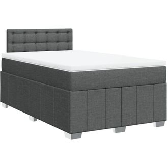 vidaXL Cama Box Spring Con Colch&oacute;n Tela Gris Oscuro 120x200 Cm Vidaxl