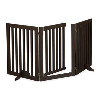 Relaxdays Relaxdays - Barrera Seguridad Perros Y Animales, Valla Protecci&oacute;n Mascotas, Puerta, 70x154cm, Plegable, 3 Paneles, Marr&oacute;n