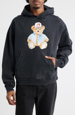 Market Watercolor Teddy Bear Graphic Hoodie in Black at Nordstrom, Size Xx-Large