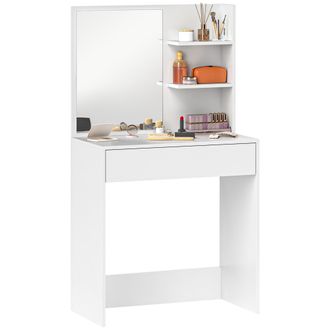 OEM Tocador De Maquillaje Con Espejo Mesa De Maquillaje Con Caj&oacute;n Y Estantes Abiertos Blanco