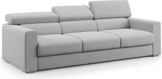 Divani.Store Dylan Sof&aacute; De 3 Plazas Con Pouf Extra&iacute;ble En Tejido Efecto Algod&oacute;n Impermeable 240 Cm Topo