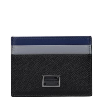 Dolce & Gabbana Dokumentenhalter Herren Leder Schwarz/Nachtblau