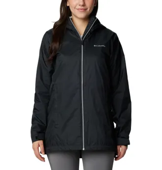 Columbia Switchback Lined Rain Jacket Women Black Waterproof Full Zip FTS1597