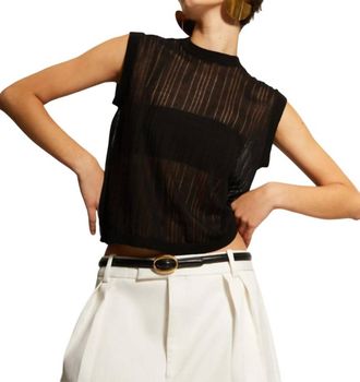 Autumn Cashmere Variegated Rib Muscle Tee In Black