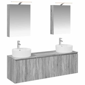vidaXL Juego De Muebles De Ba&ntilde;o 5 Uds. Sonoma Gris Vidaxl
