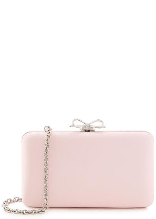 Self Portrait Crystal Bow-embellished Satin Clutch - Pink - One Size