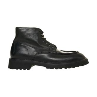 Green George Lace-up Boots, male, Black, Size: 11 US Classic Leather Ankle Boots in Black