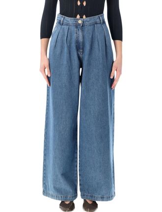 Sessun Diegui Wide Leg Pleated Denim Jeans