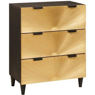 vidaXL vidaXL Credenza Nero e Oro 60 x 33 x 75 cm legno massello di mango