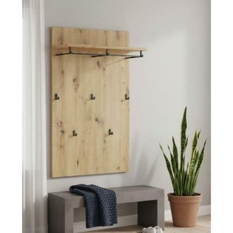 Dmora Colgador Chianni, 5 Ganchos, Instalaci&oacute;n Suspendida, Estructura Met&aacute;lica, Roble Marr&oacute;n Nudos