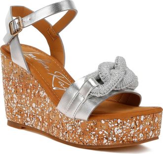 London Rag Emelda Platform Wedge Sandal in Silver at Nordstrom Rack, Size 10