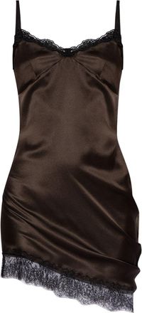 The Attico asymmetric slip mini dress - women - Silk - 38 - Brown