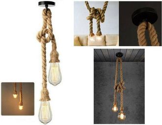 Trade Shop Trade Shop Traesio - Trade Shop - Lampadario A Sospensione Soffitto Corda Doppia E27 Portalampada Pendente Vintage