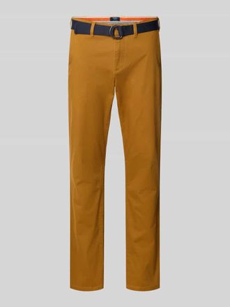 Mc Neal Slim Fit Chino mit G&uuml;rtel in Gold, Gr&ouml;&szlig;e 50
