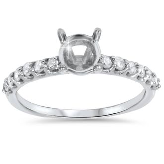 Pompeii3 1/3ct Half Eternity Diamond Ring 14K White Gold Size Selectable