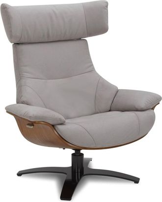 MyNewDesign Sillón relax de microfibra gris y roble natural