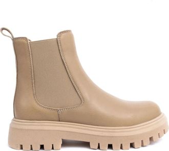 Sergio Moretti Beige Enkellaarsjes Casual Flats - Dames - Chelseaboots - Beige - 39 EU - Leer - Schoenen