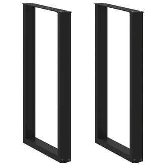 Berkfield Home Coffee Table Legs U-Shaped 2 pcs Black 60x(100-101) cm Steel