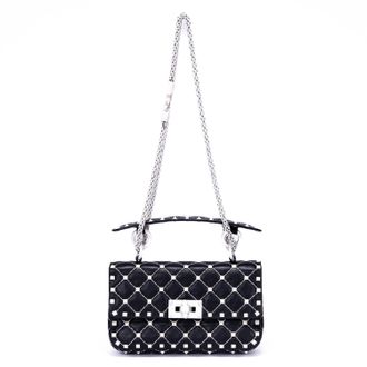 Valentino Pre-owned Womens Rockstud Spike Chain Small Shoulder Bag - Black - One Size