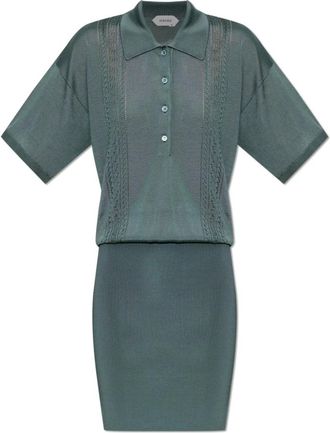 Versace Polo Jurk - Dames - Kleedjes - Groen - 2XS - Leer - Kleedjes