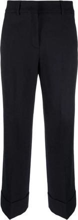 Incotex Tailored Straight-Leg Broek met Omslag - Dames - Vrijetijds broeken - Blauw - XS - Broeken
