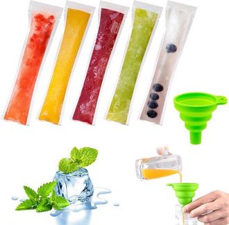 OEM 200 Bolsas Para Polos De Helado, Sin Bpa, Diy, Para Hacer Polos De Helado Caseros, Snacks Saludables, Palitos De Yogur, Zumos, Batidos De Frutas