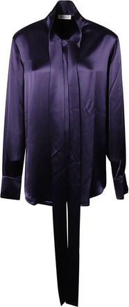 7 For All Mankind Lange Mouwen Strik Blouse - Dames - Overhemden - Paars - S - Polyester - Overhemden