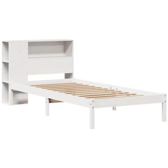 vidaXL Cama Con Estanter&iacute;a Sin Colch&oacute;n Madera Maciza Blanca 75x190 Cm Vidaxl