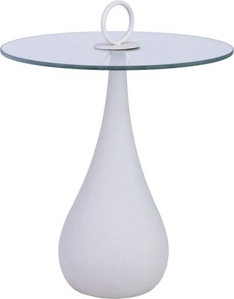 Wanderlust Deco Mesa auxiliar de metal y cristal 40x40x42.5/51h cm Blanco