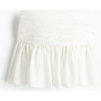 H&M Ruched-waist Mini Skirt in White at Nordstrom, Size 10