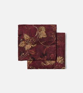Lyria Myosotis set of 2 linen and cotton napkins