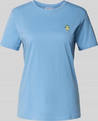 Jake*s Casual T-Shirt mit Motiv-Stitching in Sky, Gr&ouml;&szlig;e XXL