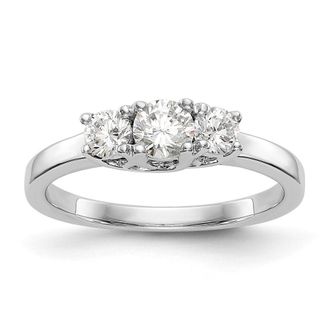 Diamond2Deal 14k Gold Lab Grown Diamond 3-Stone Band Ring 0.54Ct Clarity- VS Color- G-H