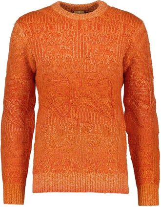 Mos Mosh Mauro Faded Crew Neck Knit - Heren - Ronde hals truien - Oranje - M - Katoen - Truien & Vesten